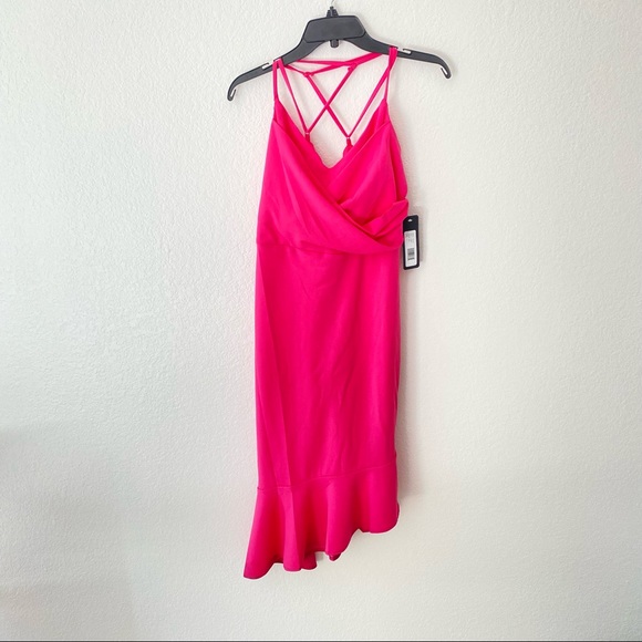 Bebe Hot Pink Asymmetrical Dress Size L - Picture 2 of 10